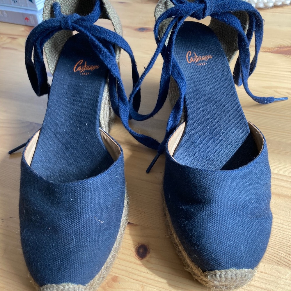 Castaner 7cm Wedge Carina Navy Blue Espadrilles